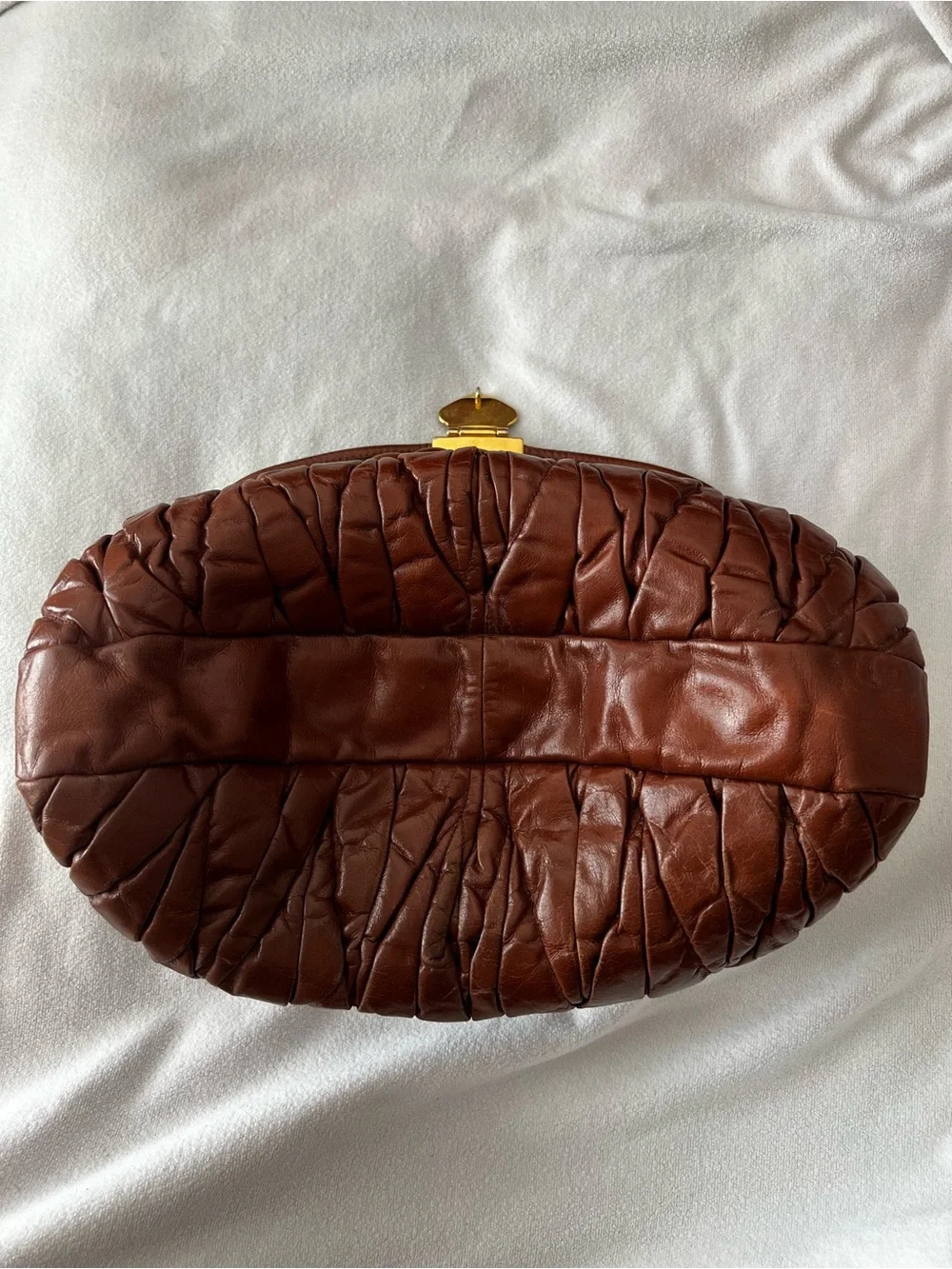 Miu Miu Cognac Braided-Handle Hobo with Gold Hardware